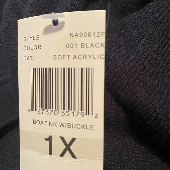 Debbie Morgan NWT Black Size 1X Boat Neck Sweater with Silver accent buckle. - Picture 6 of 8